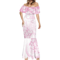 Candy Pink Kuki Airani Tapakau Mermaid Dress Tribal Anchor Mix Tiare LT7 - Polynesian Pride