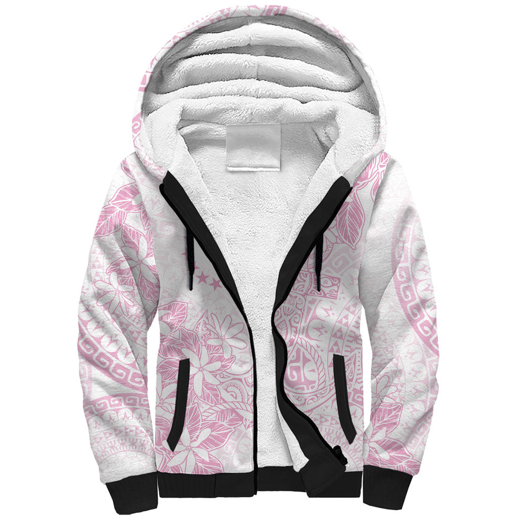 Candy Pink Kuki Airani Tapakau Sherpa Hoodie Tribal Anchor Mix Tiare