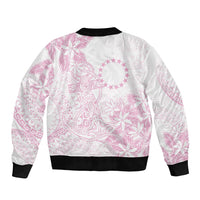 Candy Pink Kuki Airani Tapakau Sleeve Zip Bomber Jacket Tribal Anchor Mix Tiare