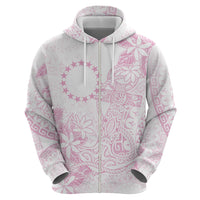 Candy Pink Kuki Airani Tapakau Zip Hoodie Tribal Anchor Mix Tiare LT7 - Polynesian Pride