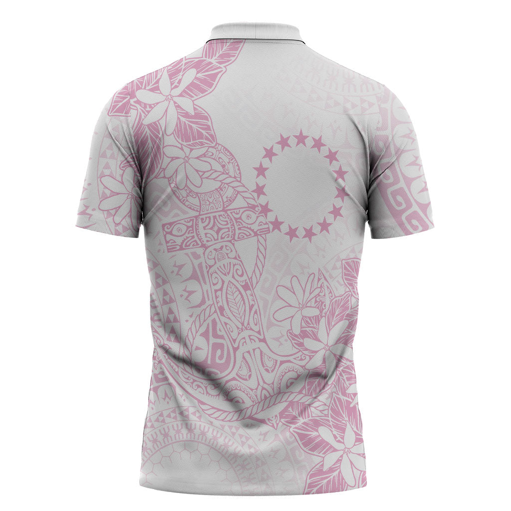 Candy Pink Kuki Airani Tapakau Zipper Polo Shirt Tribal Anchor Mix Tiare LT7 - Polynesian Pride