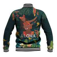 Hawaii Hula Girl Vintage Baseball Jacket Tropical Forest