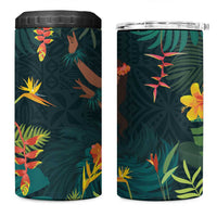 Hawaii Hula Girl Vintage 4 in 1 Can Cooler Tumbler Tropical Forest