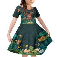 Hawaii Hula Girl Vintage Family Matching Mermaid Dress and Hawaiian Shirt Tropical Forest LT7 Daughter's Dress Colorful - Polynesian Pride