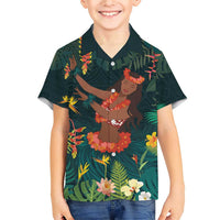 Hawaii Hula Girl Vintage Family Matching Short Sleeve Bodycon Dress and Hawaiian Shirt Tropical Forest LT7 Son's Shirt Colorful - Polynesian Pride