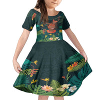 Hawaii Hula Girl Vintage Family Matching Summer Maxi Dress and Hawaiian Shirt Tropical Forest LT7 Daughter's Dress Colorful - Polynesian Pride