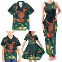 Hawaii Hula Girl Vintage Family Matching Tank Maxi Dress and Hawaiian Shirt Tropical Forest LT7 - Polynesian Pride