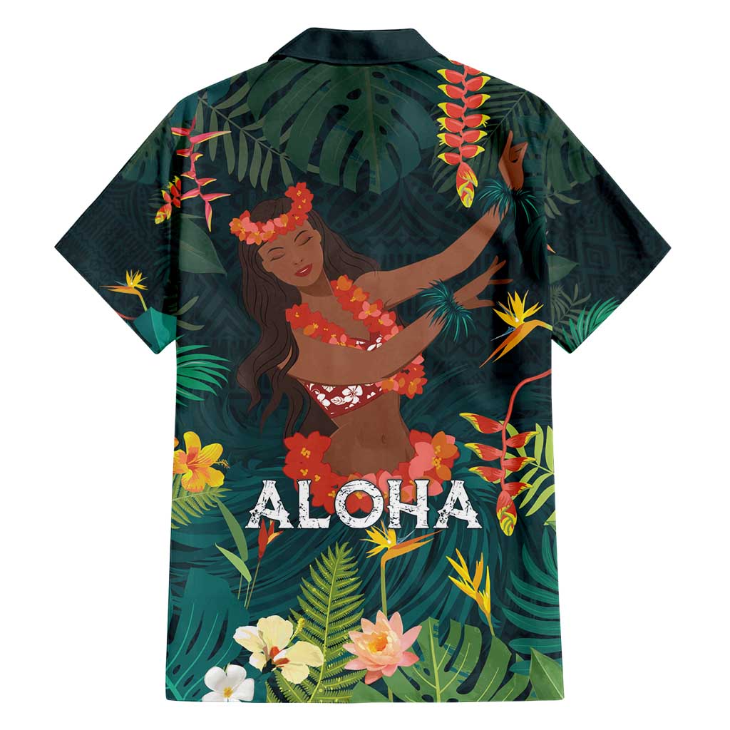 Hawaii Hula Girl Vintage Family Matching Tank Maxi Dress and Hawaiian Shirt Tropical Forest LT7 - Polynesian Pride