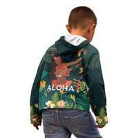 Hawaii Hula Girl Vintage Kid Hoodie Tropical Forest
