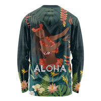 Hawaii Hula Girl Vintage Long Sleeve Shirt Tropical Forest