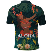 Hawaii Hula Girl Vintage Polo Shirt Tropical Forest