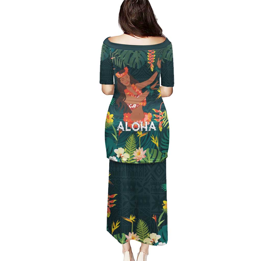 Hawaii Hula Girl Vintage Puletasi Tropical Forest LT7 - Polynesian Pride
