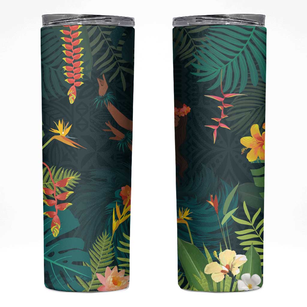 Hawaii Hula Girl Vintage Skinny Tumbler Tropical Forest