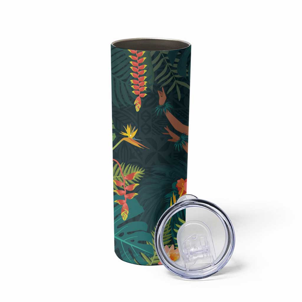 Hawaii Hula Girl Vintage Skinny Tumbler Tropical Forest
