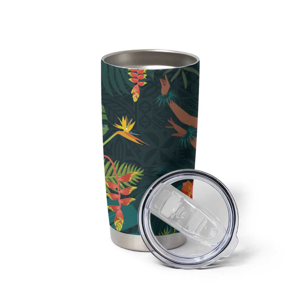Hawaii Hula Girl Vintage Tumbler Cup Tropical Forest