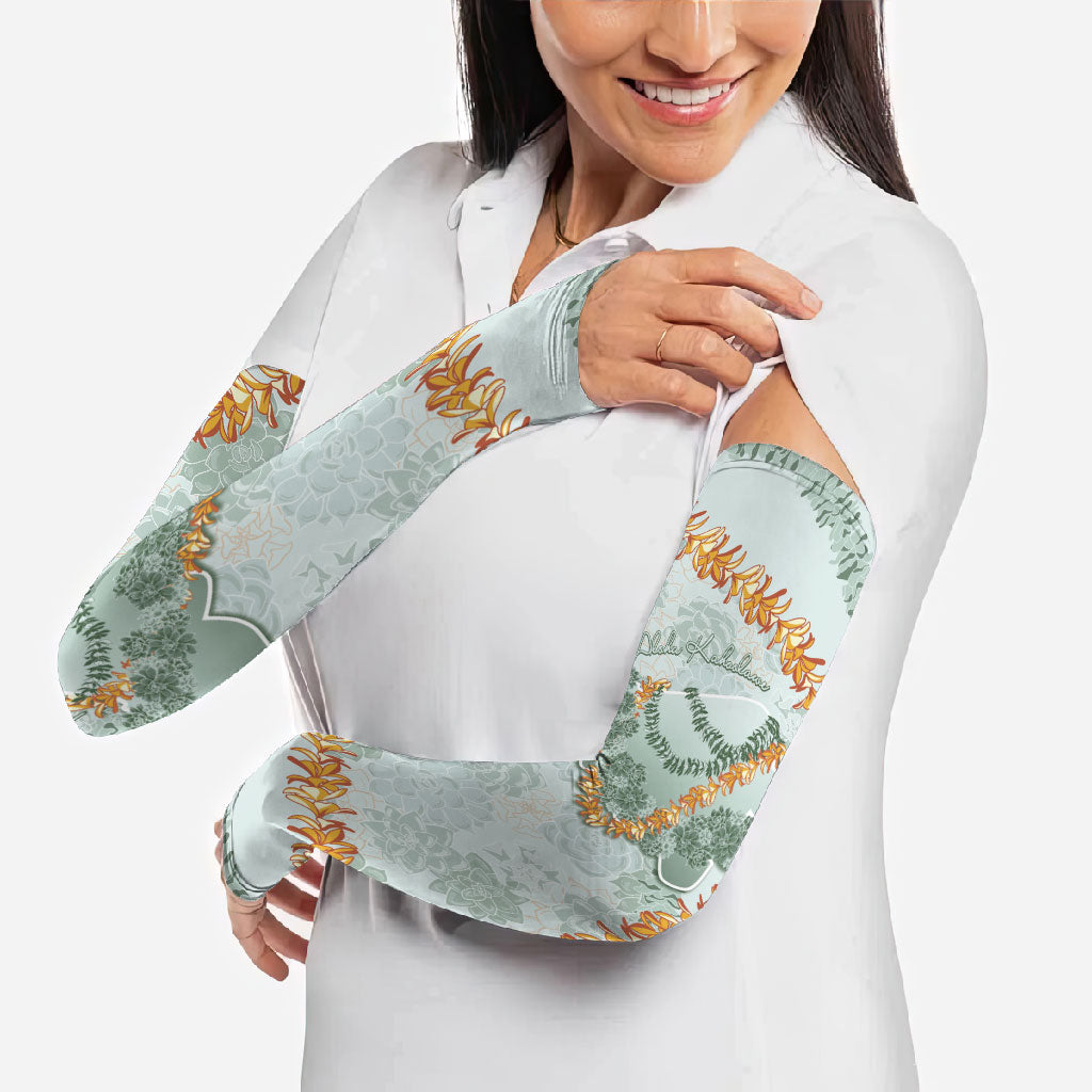 Hawaii Kaho'olawe Island Flowers Lei Arm Sleeves Silver Hinahina Kū Kahakai
