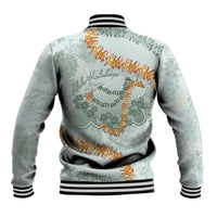 Hawaii Kaho'olawe Island Flowers Lei Baseball Jacket Silver Hinahina Kū Kahakai