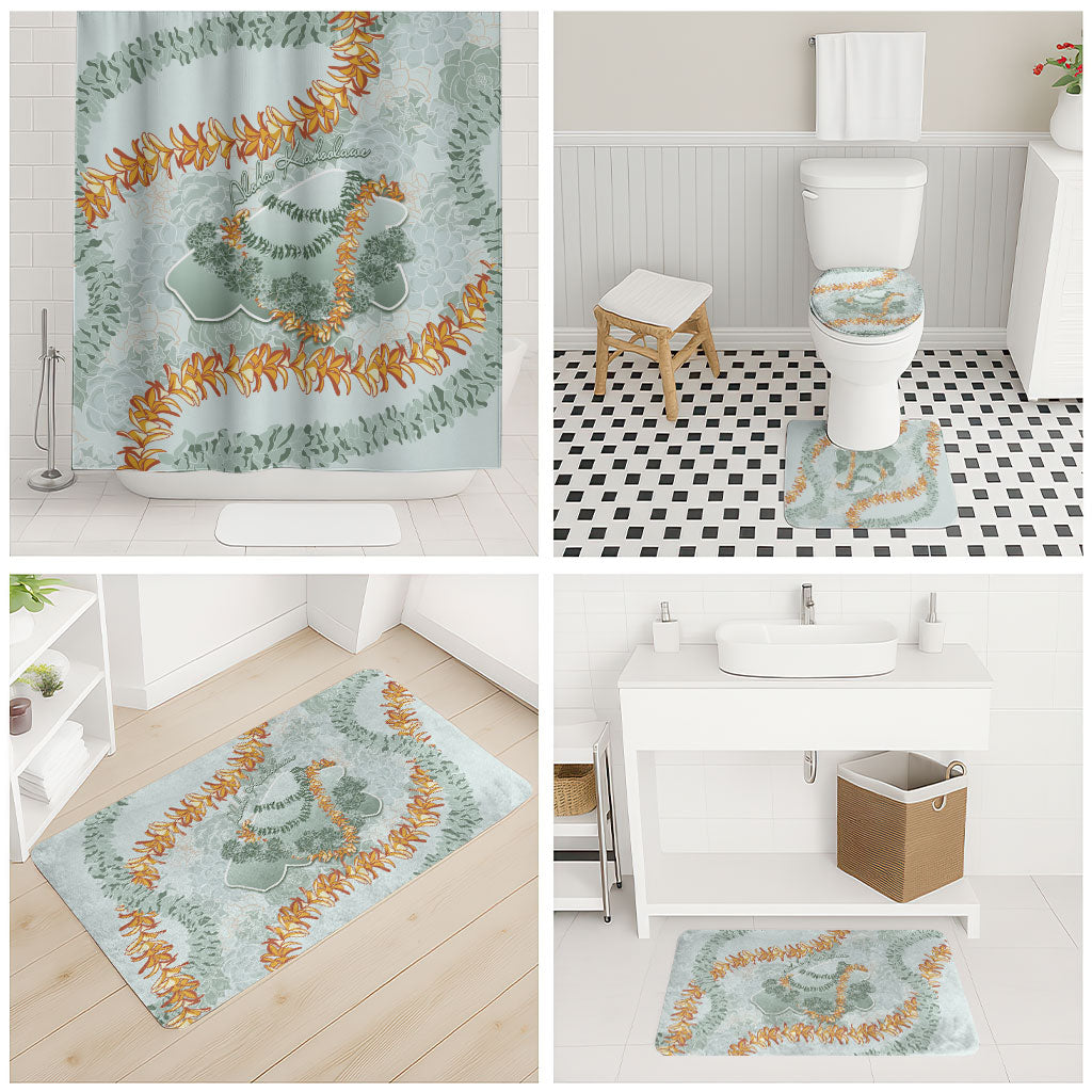 Hawaii Kaho'olawe Island Flowers Lei Bathroom Set Silver Hinahina Kū Kahakai
