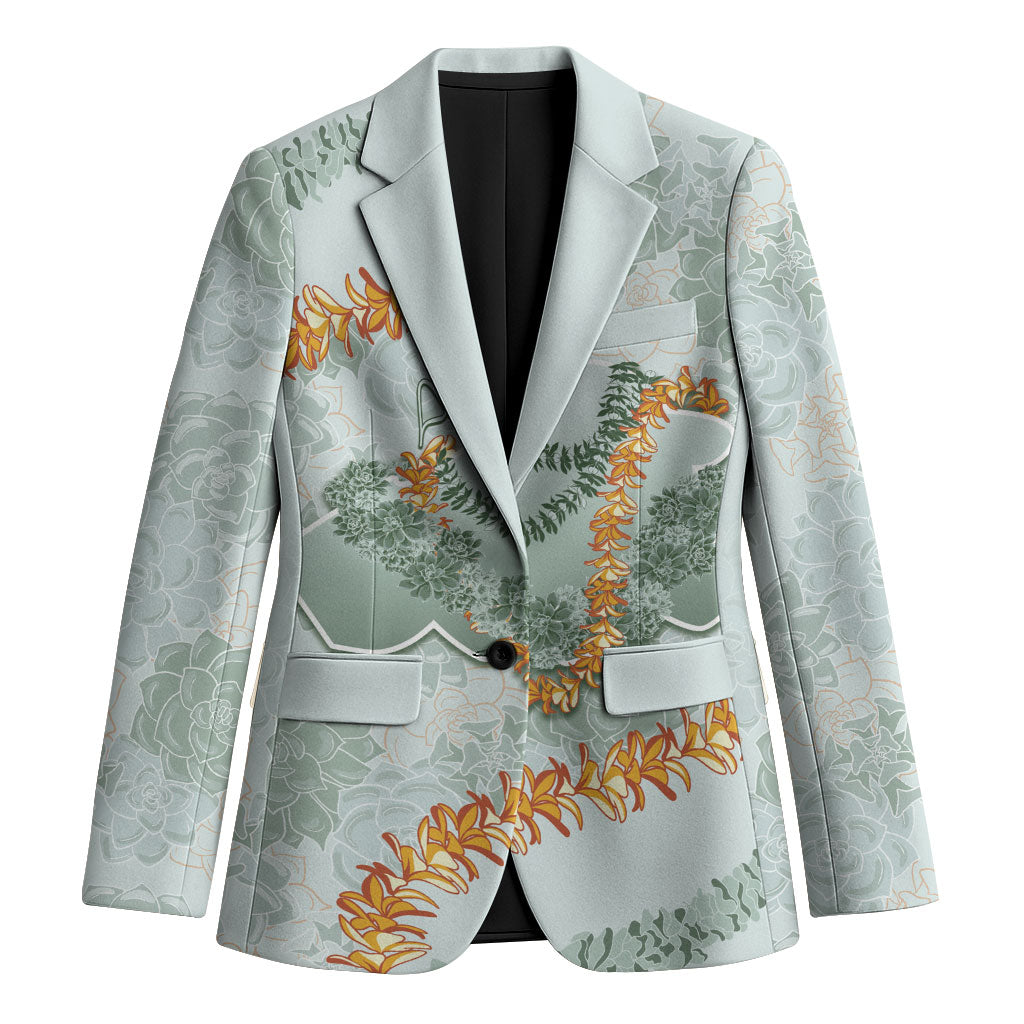 Hawaii Kaho'olawe Island Flowers Lei Blazer Silver Hinahina Kū Kahakai LT7 Unisex Silver - Polynesian Pride