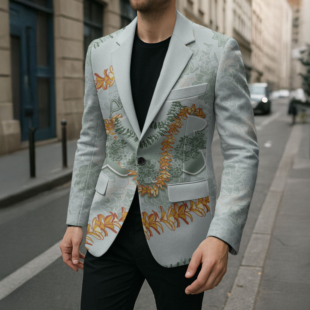 Hawaii Kaho'olawe Island Flowers Lei Blazer Silver Hinahina Kū Kahakai