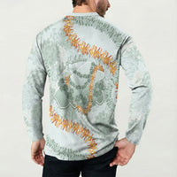 Hawaii Kaho'olawe Island Flowers Lei Button Sweatshirt Silver Hinahina Kū Kahakai