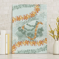 Hawaii Kaho'olawe Island Flowers Lei Canvas Wall Art Silver Hinahina Kū Kahakai