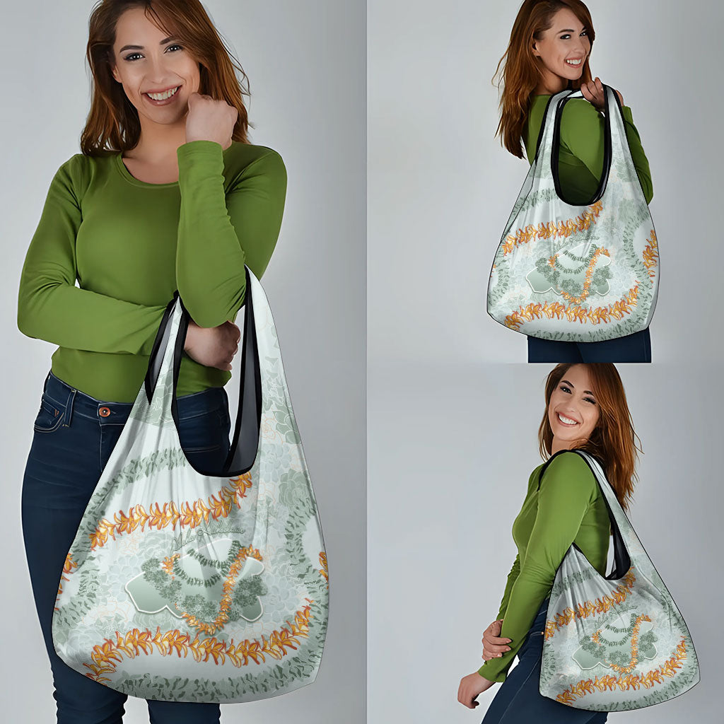Hawaii Kaho'olawe Island Flowers Lei Grocery Bag Silver Hinahina Kū Kahakai