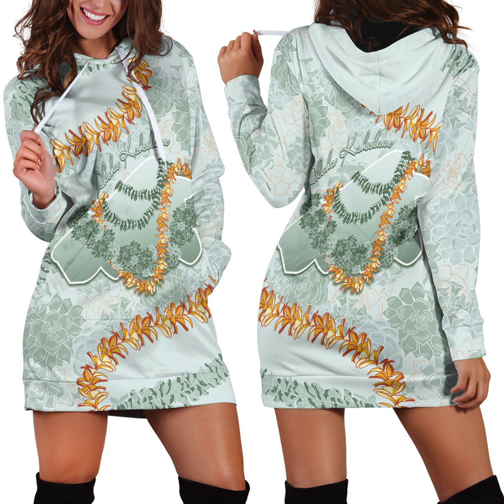 Hawaii Kaho'olawe Island Flowers Lei Hoodie Dress Silver Hinahina Kū Kahakai