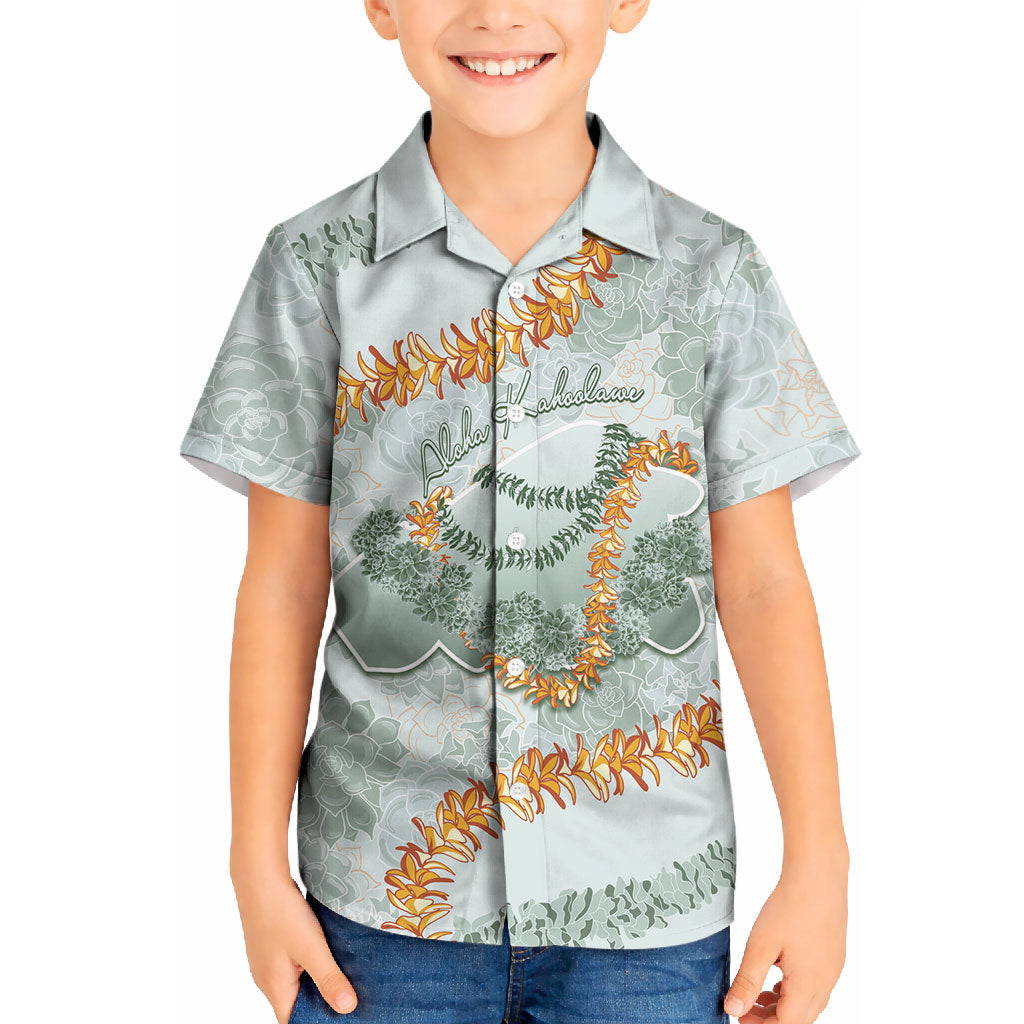 Hawaii Kaho'olawe Island Flowers Lei Kid Hawaiian Shirt Silver Hinahina Kū Kahakai