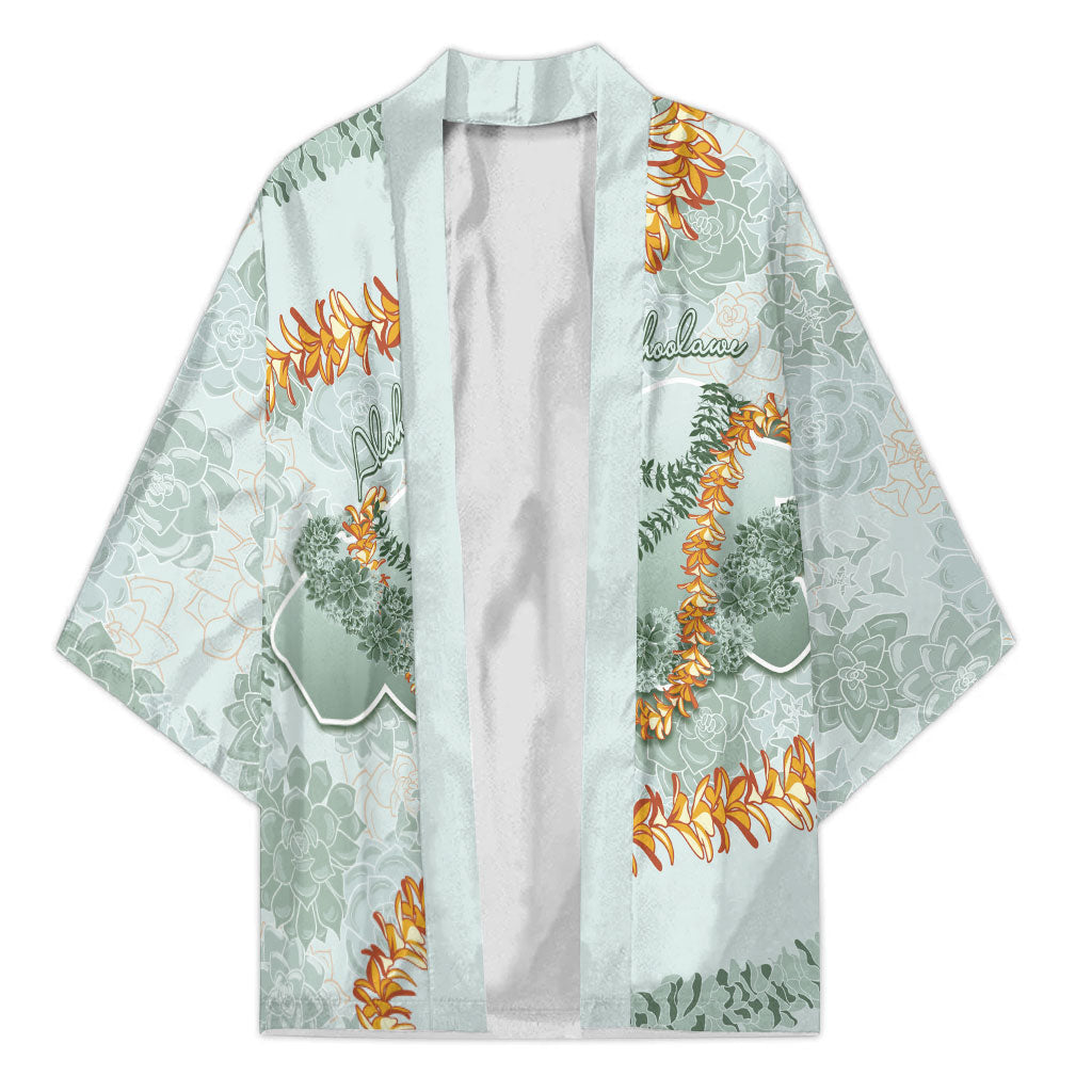 Hawaii Kaho'olawe Island Flowers Lei Kimono Silver Hinahina Kū Kahakai LT7 Unisex Silver - Polynesian Pride