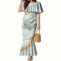 Hawaii Kaho'olawe Island Flowers Lei Mermaid Dress Silver Hinahina Kū Kahakai