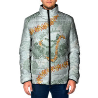 Hawaii Kaho'olawe Island Flowers Lei Padded Jacket Silver Hinahina Kū Kahakai
