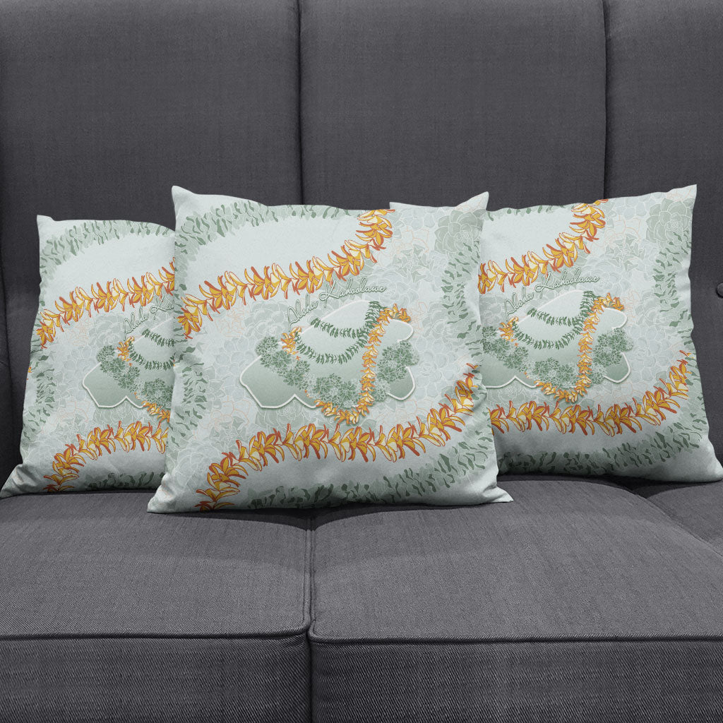 Hawaii Kaho'olawe Island Flowers Lei Pillow Cover Silver Hinahina Kū Kahakai