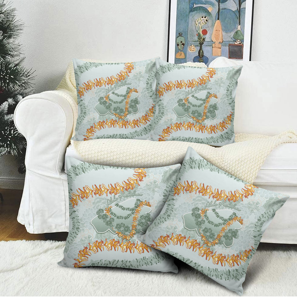 Hawaii Kaho'olawe Island Flowers Lei Pillow Cover Silver Hinahina Kū Kahakai