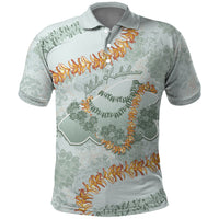 Hawaii Kaho'olawe Island Flowers Lei Polo Shirt Silver Hinahina Kū Kahakai