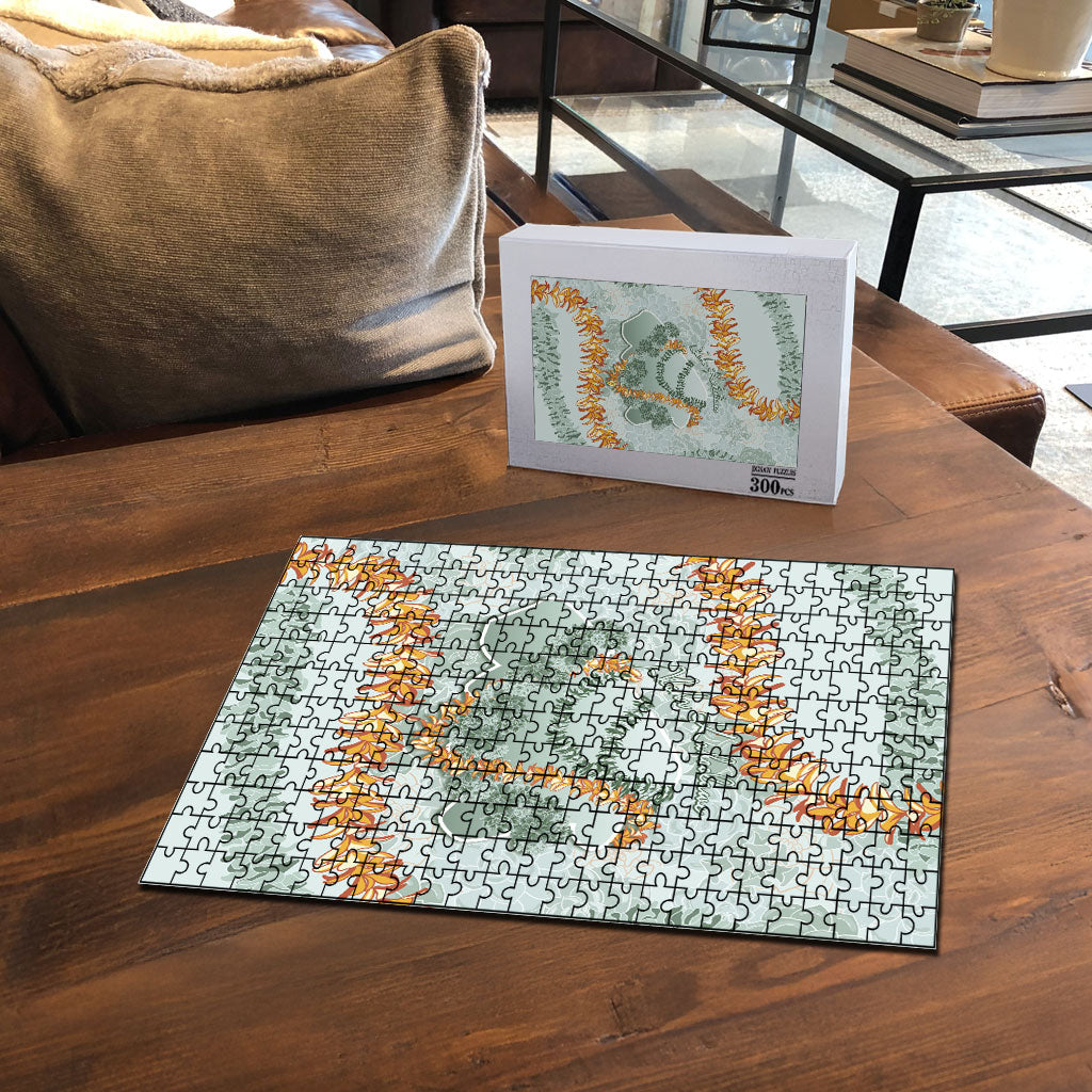Hawaii Kaho'olawe Island Flowers Lei Puzzle Silver Hinahina Kū Kahakai