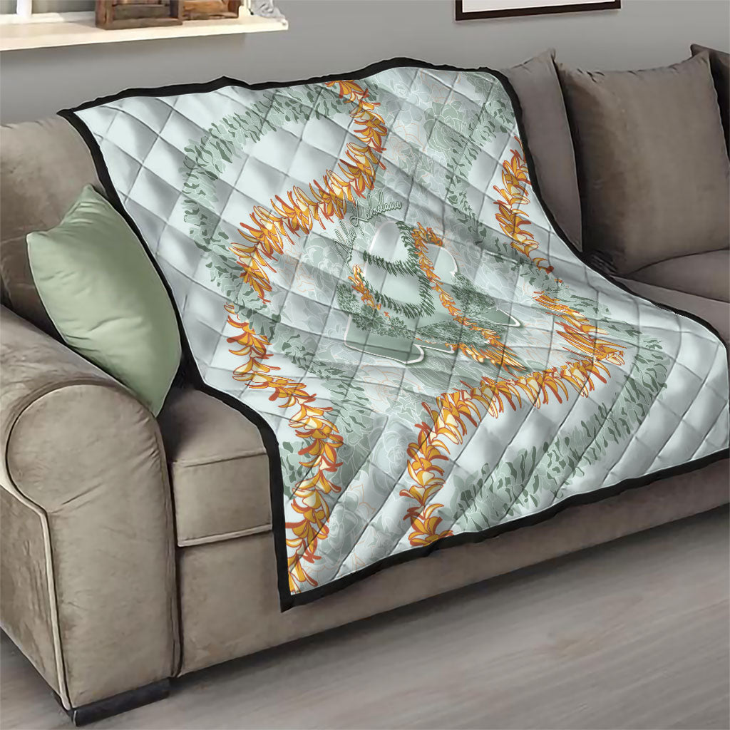 Hawaii Kaho'olawe Island Flowers Lei Quilt Silver Hinahina Kū Kahakai