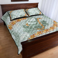 Hawaii Kaho'olawe Island Flowers Lei Quilt Bed Set Silver Hinahina Kū Kahakai