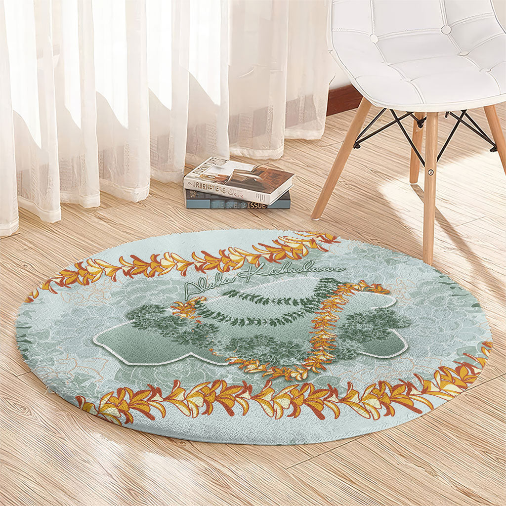 Hawaii Kaho'olawe Island Flowers Lei Round Carpet Silver Hinahina Kū Kahakai
