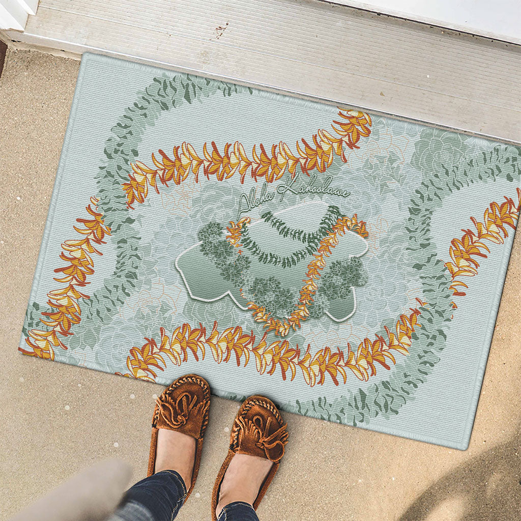 Hawaii Kaho'olawe Island Flowers Lei Rubber Doormat Silver Hinahina Kū Kahakai