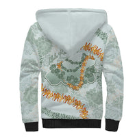 Hawaii Kaho'olawe Island Flowers Lei Sherpa Hoodie Silver Hinahina Kū Kahakai