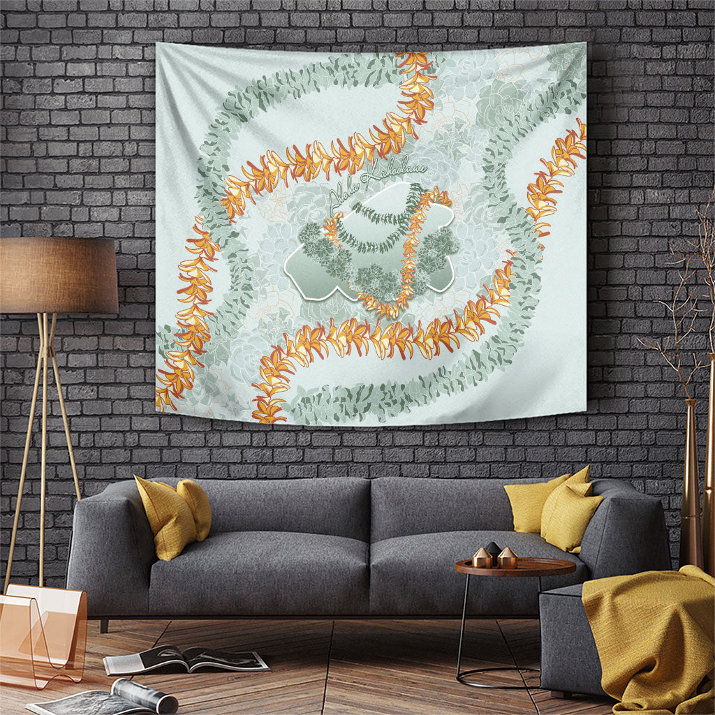 Hawaii Kaho'olawe Island Flowers Lei Tapestry Silver Hinahina Kū Kahakai LT7 Silver - Polynesian Pride