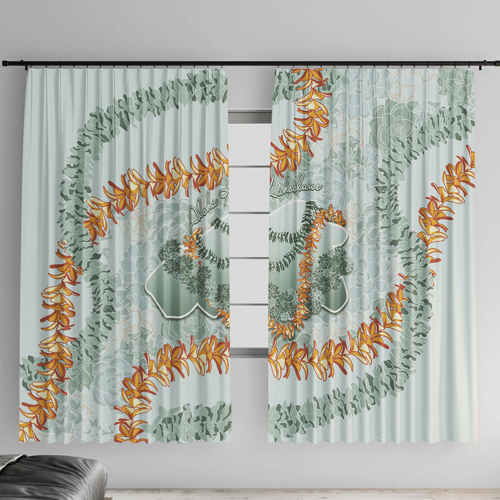 Hawaii Kaho'olawe Island Flowers Lei Window Curtain Silver Hinahina Kū Kahakai LT7 With Hooks Silver - Polynesian Pride