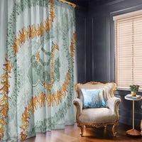 Hawaii Kaho'olawe Island Flowers Lei Window Curtain Silver Hinahina Kū Kahakai