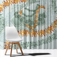 Hawaii Kaho'olawe Island Flowers Lei Window Curtain Silver Hinahina Kū Kahakai