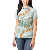 Hawaii Kaho'olawe Island Flowers Lei Women Polo Shirt Silver Hinahina Kū Kahakai