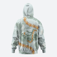 Hawaii Kaho'olawe Island Flowers Lei Zip Hoodie Silver Hinahina Kū Kahakai