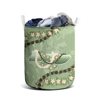 Hawaii Molokai Island Flowers Lei Laundry Basket Kukui Nut Mossy Green