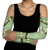 Hawaii Molokai Island Flowers Lei Arm Sleeves Kukui Nut Mossy Green