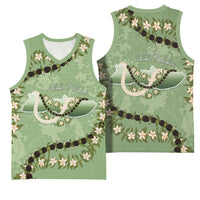 Hawaii Molokai Island Flowers Lei Basketball Jersey Kukui Nut Mossy Green